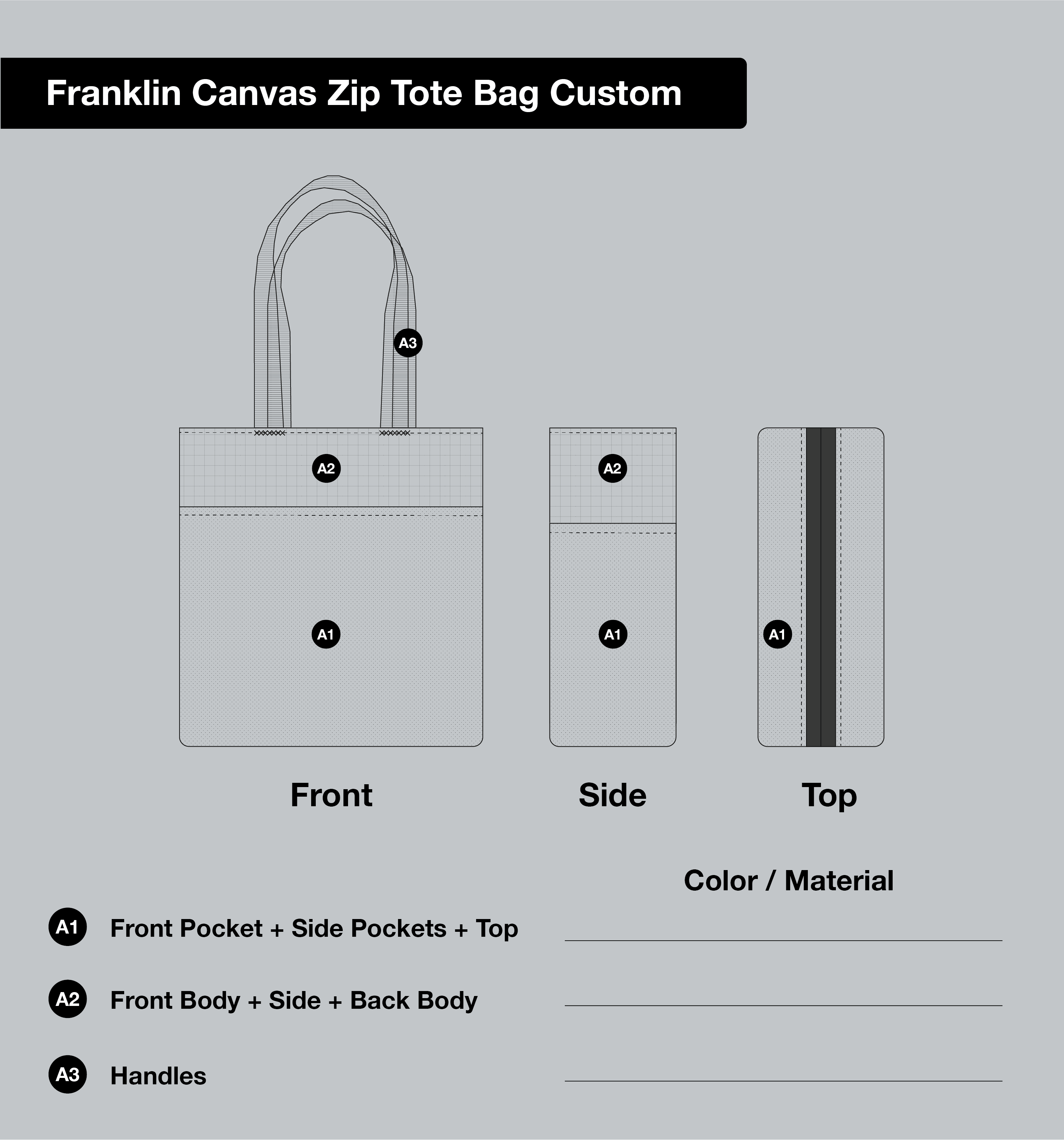 Front Zipper Canvas Bag