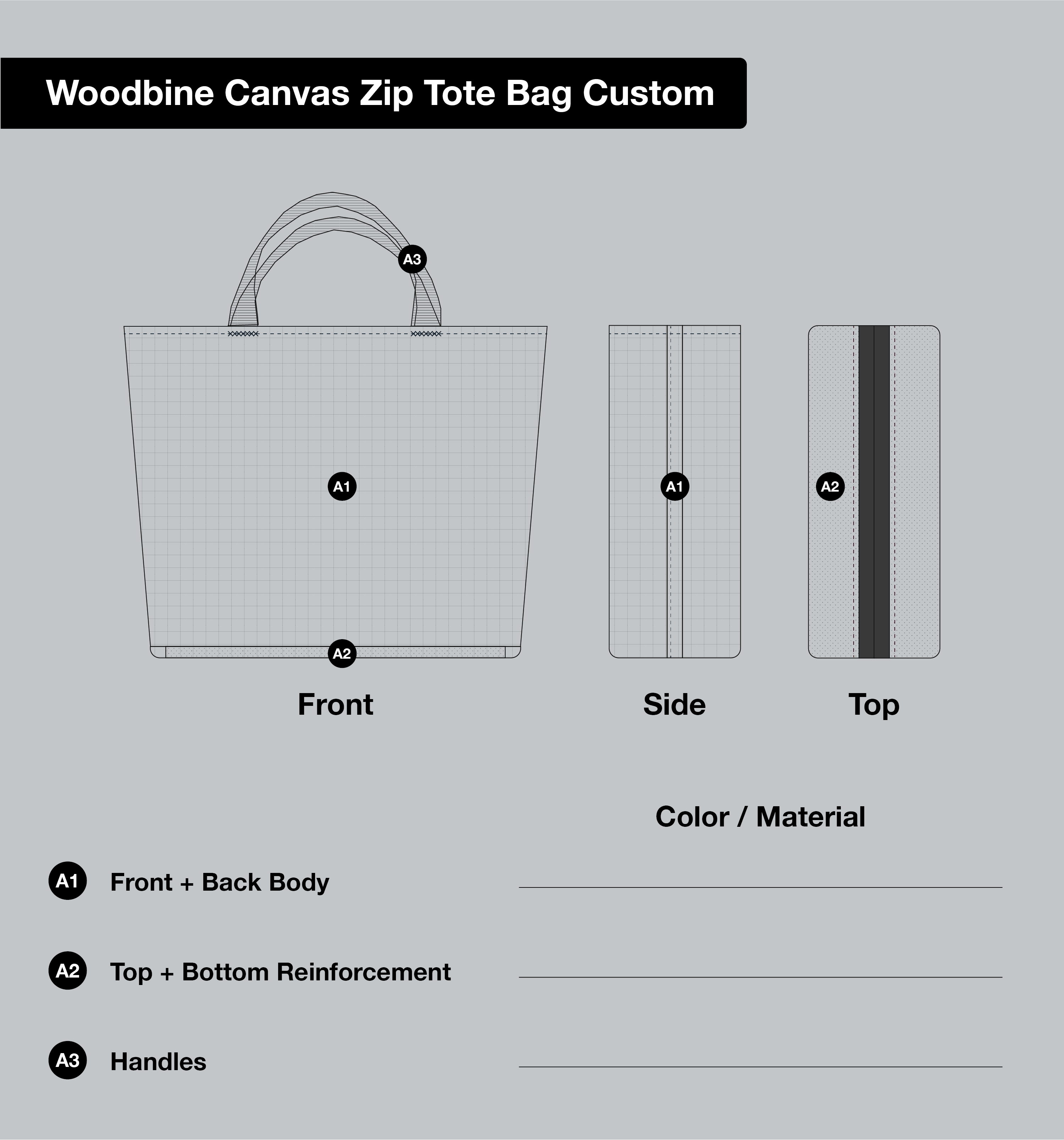 Woodbine Canvas Zip Tote Bag Custom